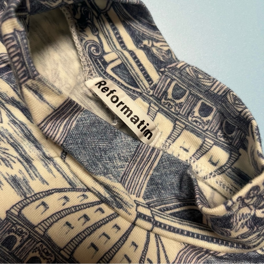 Reformation Bailey‎ Knit Top in Blue Toile Size XS - Picture 3 of 5